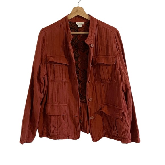 Sundance Cotton Utility Jacket Women’s Size Large Burnt Orange - Picture 2 of 7
